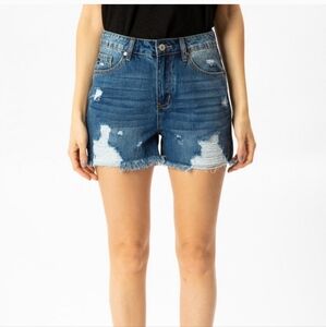 KanCan Blue Distressed Jean Shorts